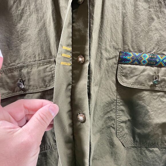 Cricket Shirt Womens Medium Green Long Sleeve Button Up Pockets Southwestern VTG - Picture 12 of 14